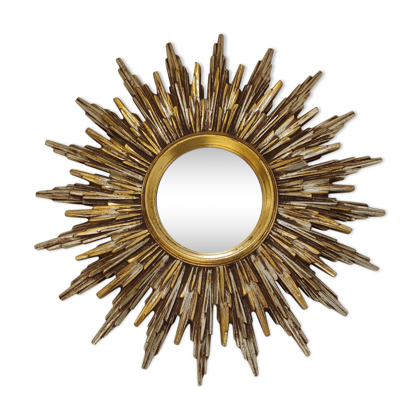 Mid century golden sunburst mirror 50cm
