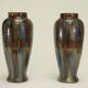 Pair of barbotine vases from the early 20th century stamped BELGIUM 158