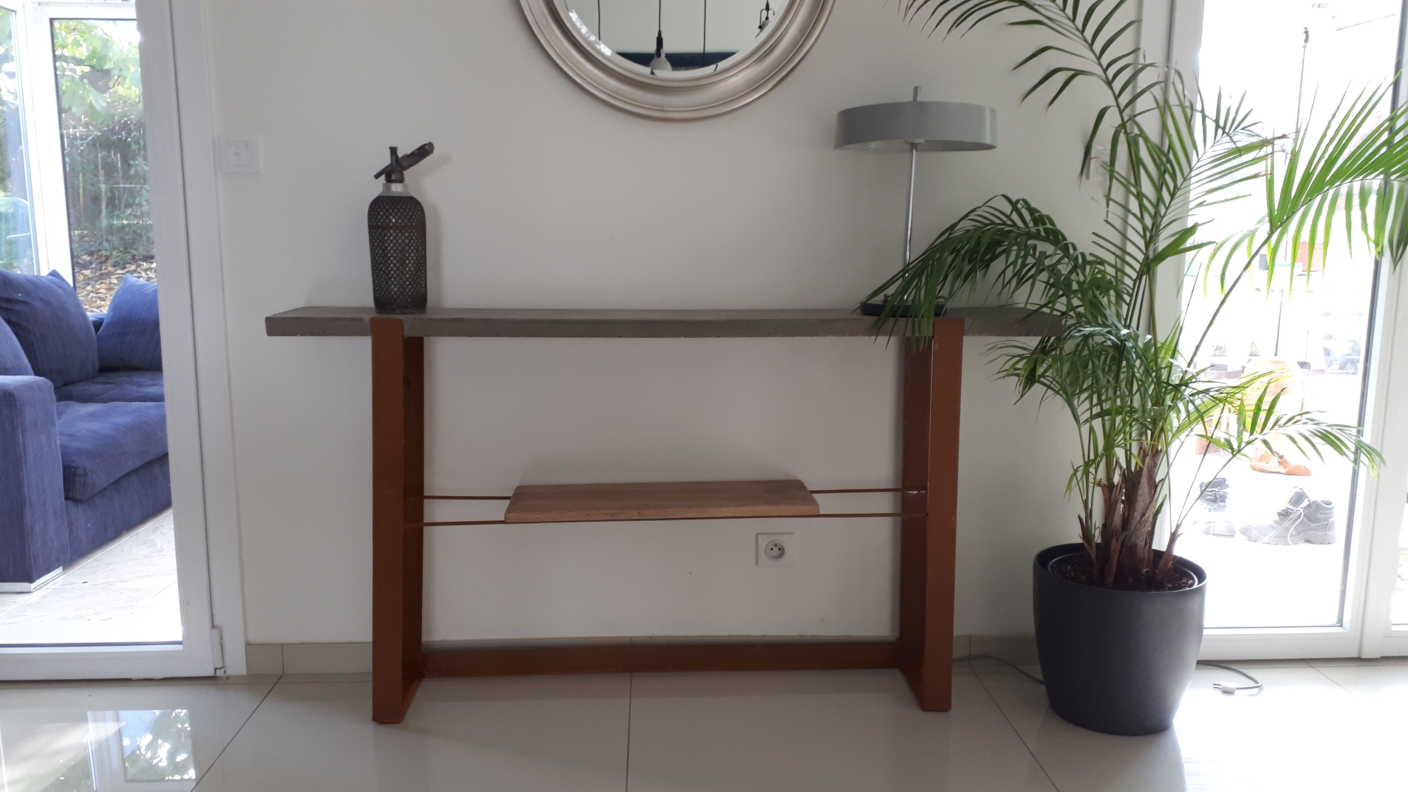 Console design vintage concrete steel corten