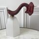 Art Deco glass wall lamp with burgundy porcelain support 30s
