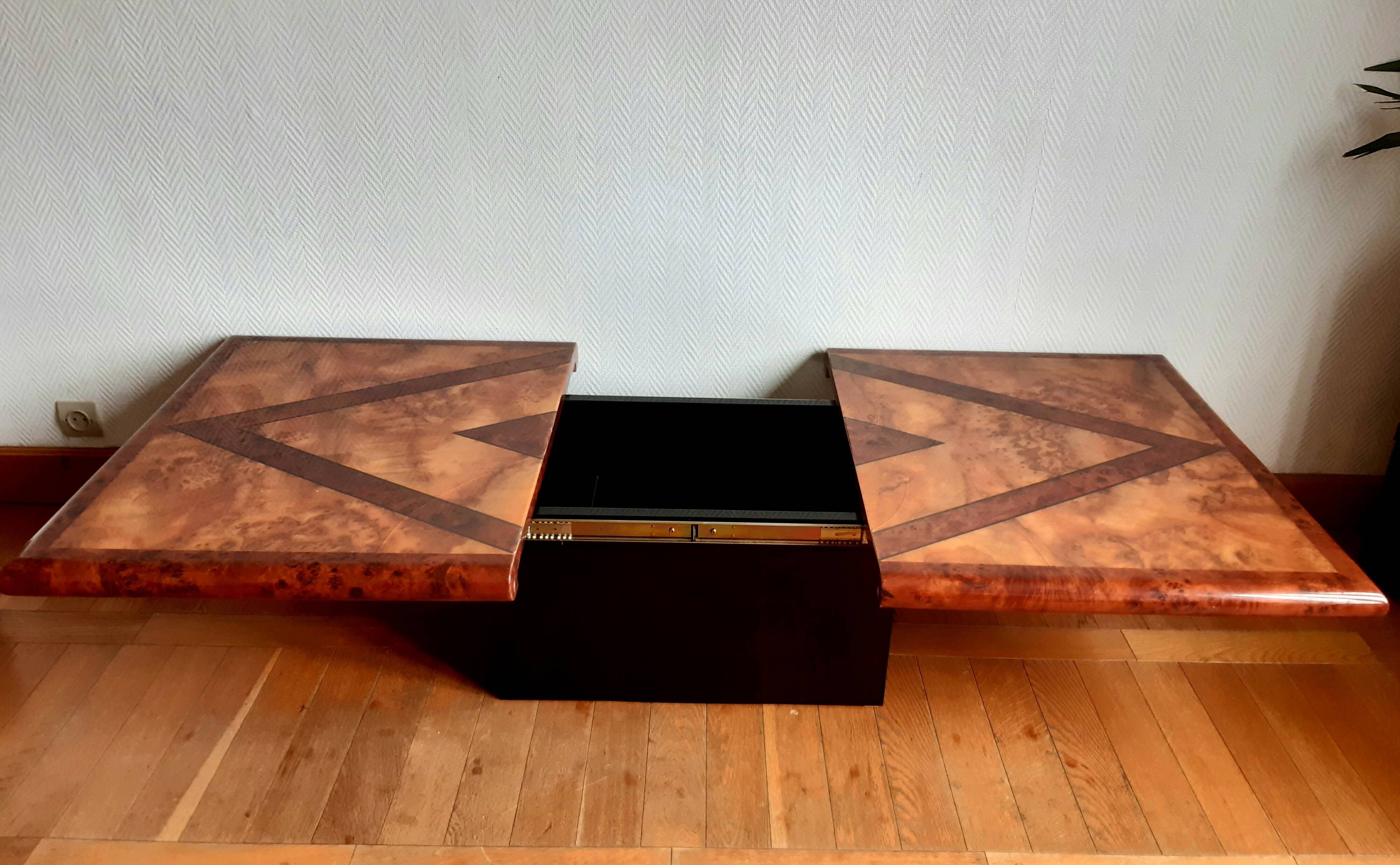 1970s Elm Burl Bar Coffee Table