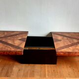 Table basse bar en loupe d'orme 1970