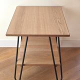 Side table in wood and steel in the style of Jacques Hitier, 1950s