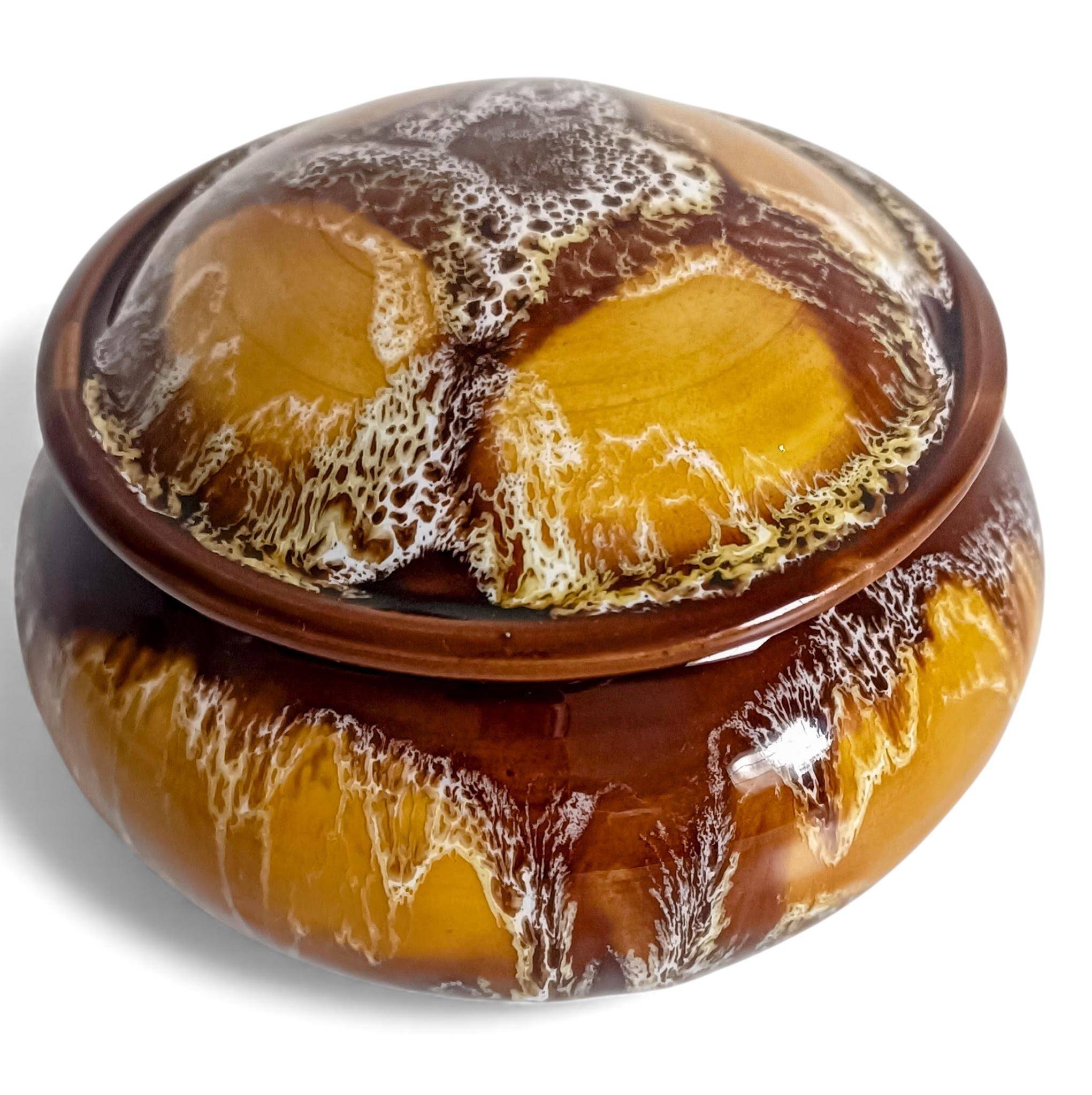 Mid-Century Vallauris Ceramic Box with Earthy Glaze, France, 1950s