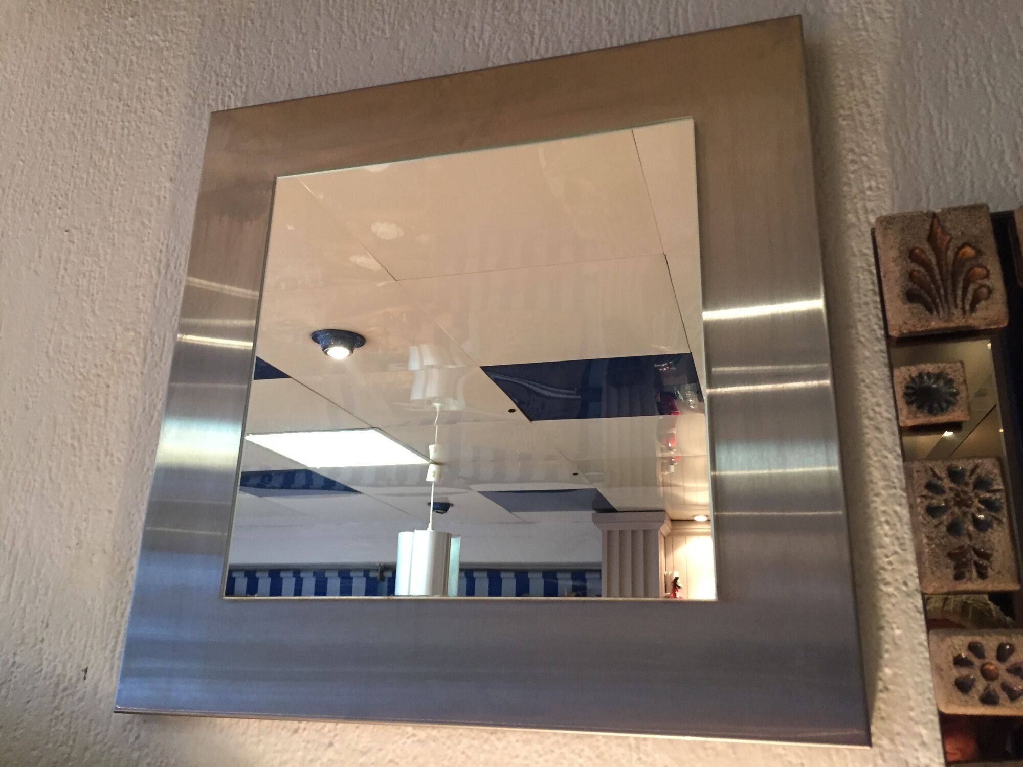 Square mirror 45x45cm 1970s stainless