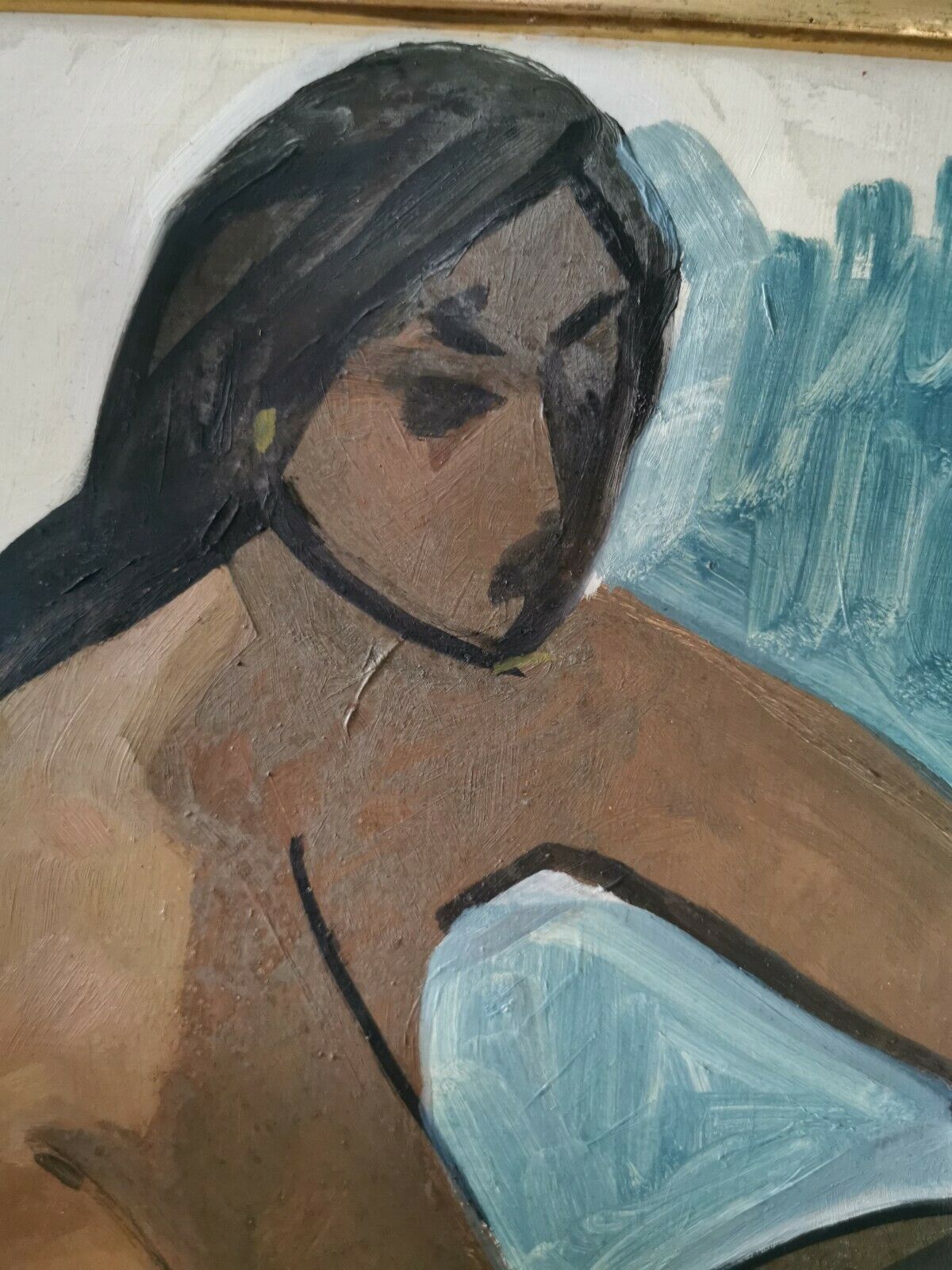 Oil on female nude framed panel