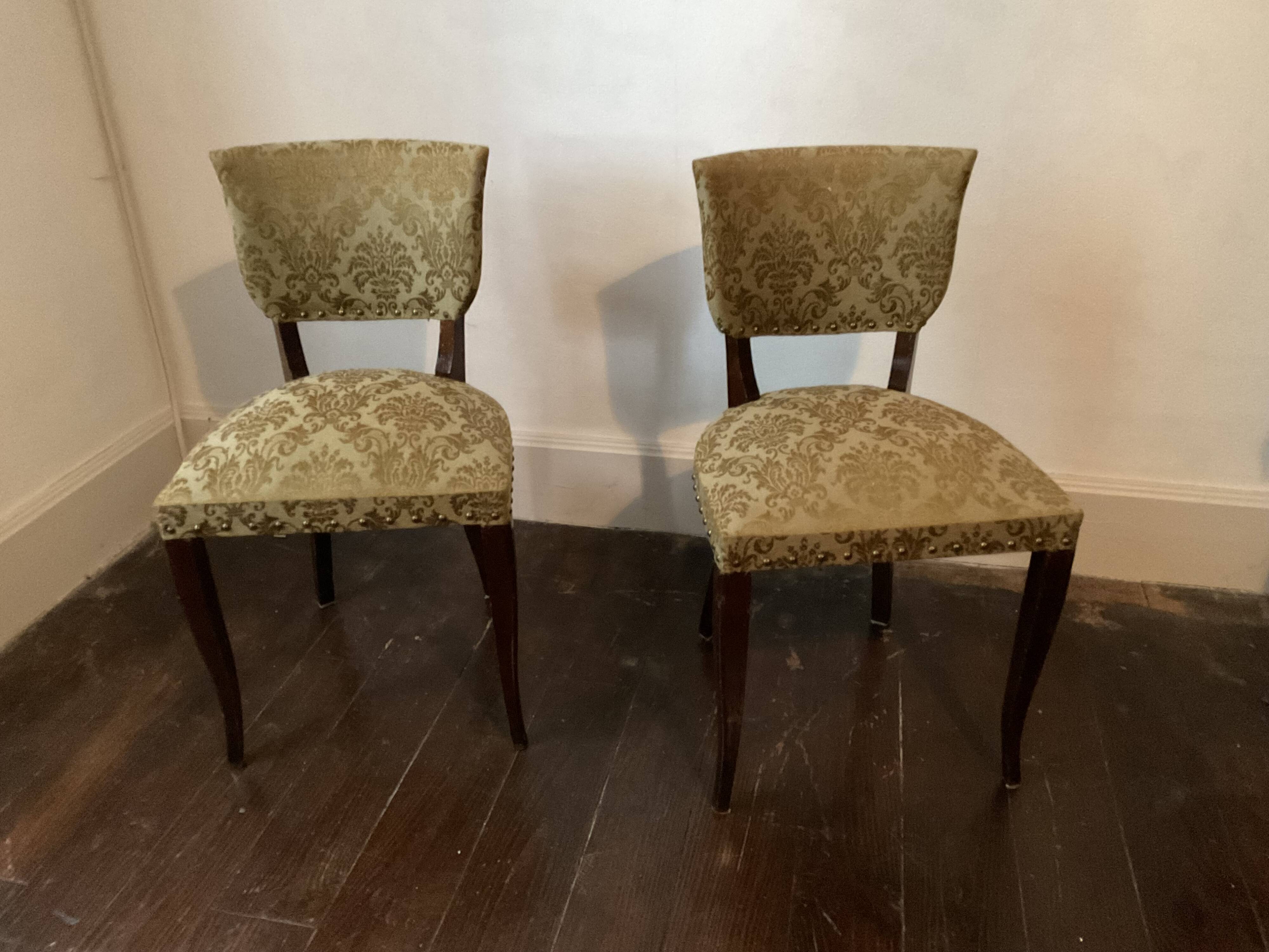 Pair of 60s bridge style velvet chairs