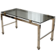 Chrome and smoked glass coffee table on wheels 1970