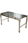 Table basse à roulettes en chrome et verre fumé 1970