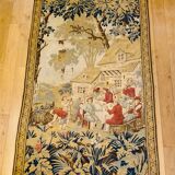 Large 19th century wall tapestry in hand-woven wool and cotton