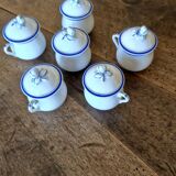 6 old cream pots