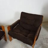 Paire fauteuils velours 70