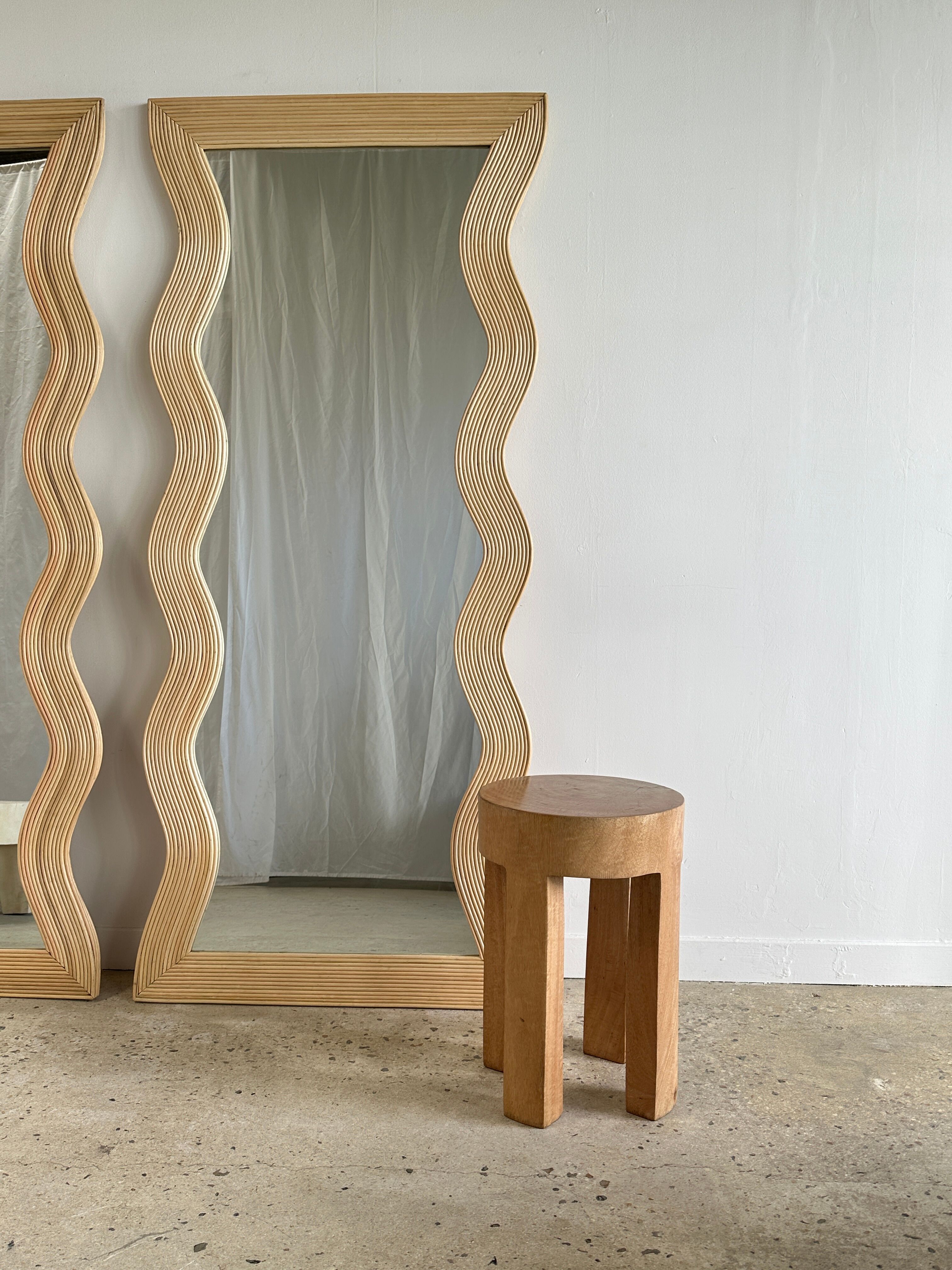 Zigzag rattan foot mirror H:182cm