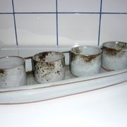 Ceramic fish dish and 4 pots for sauces from the 1960s