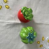 Barbotine salt and pepper shaker set