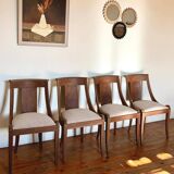 Set of 4 wooden gondola chairs, beige fabric