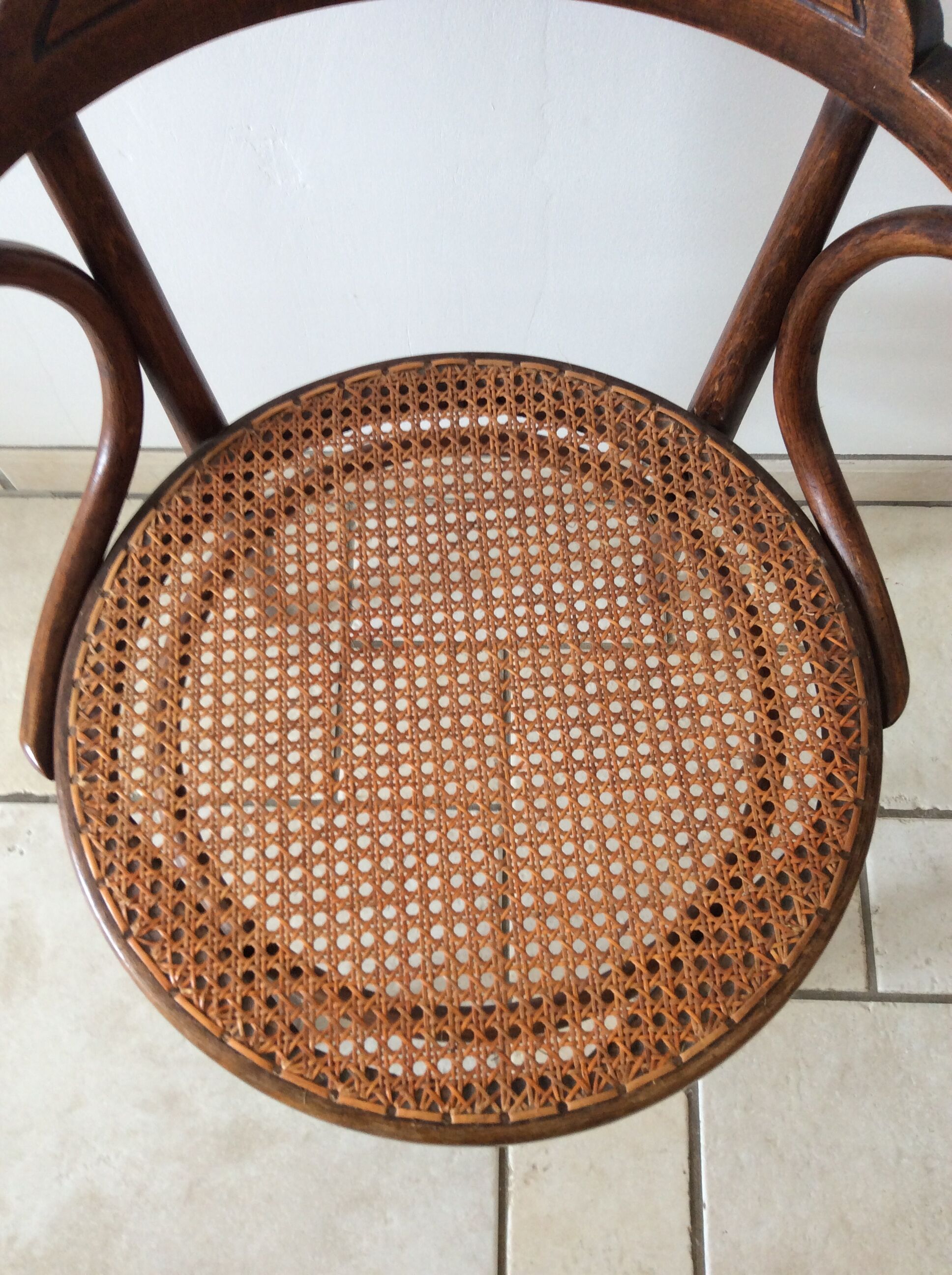 Fauteuil de bureau Thonet cannage et bois