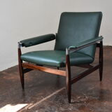 Fauteuil en palissandre & simili cuir modèle 112 par Leolux, années 1960