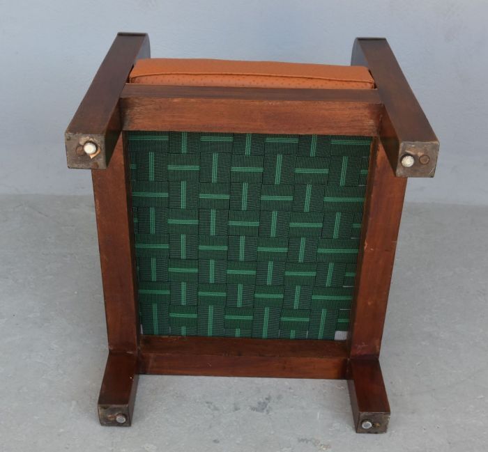 Pair of armchair era 1940 imitation aluminum leather of ostrich havana