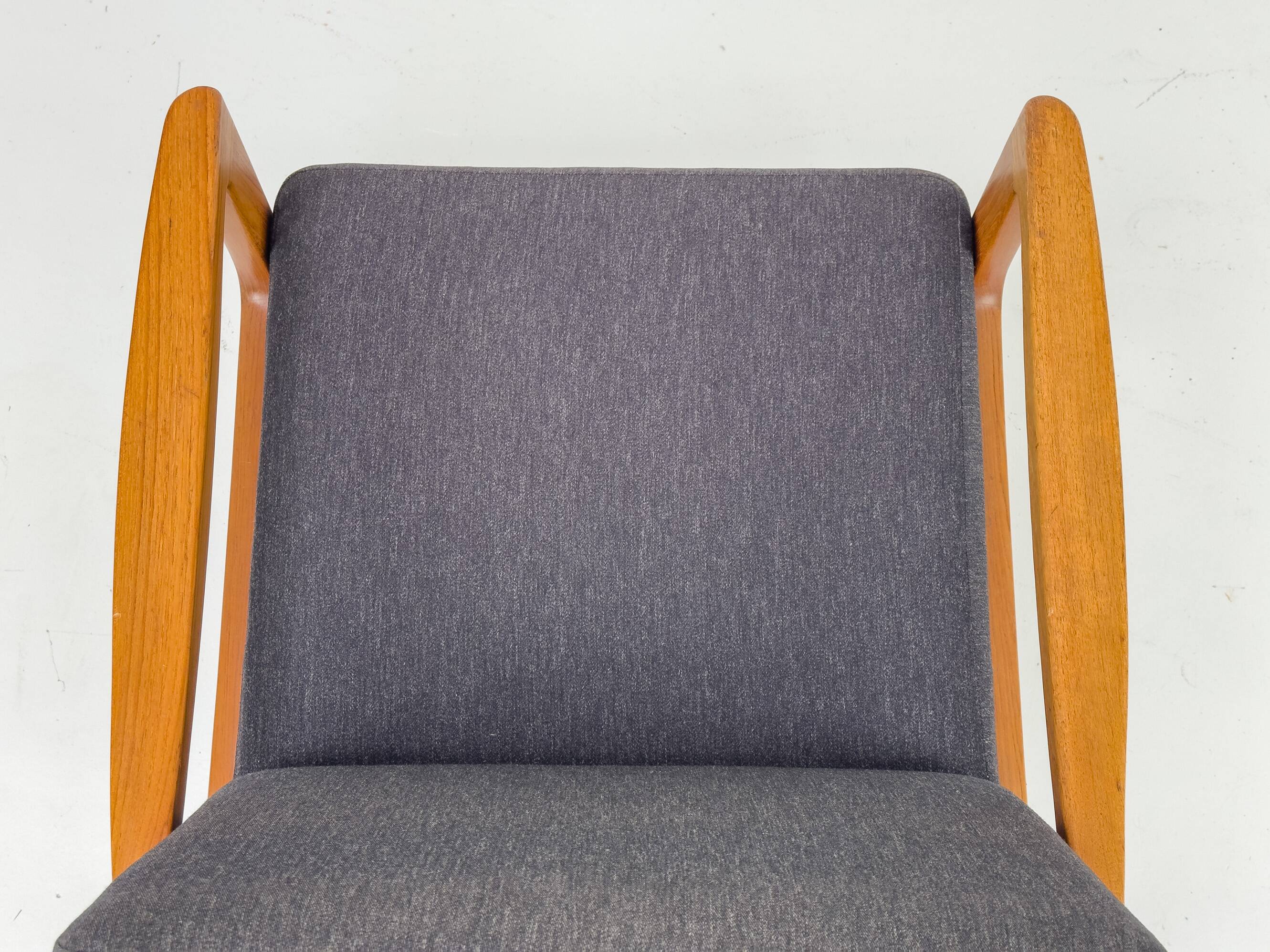 Senator Lounge Chair and Ottoman in Teak and Wool by Ole Wanscher for P. Je