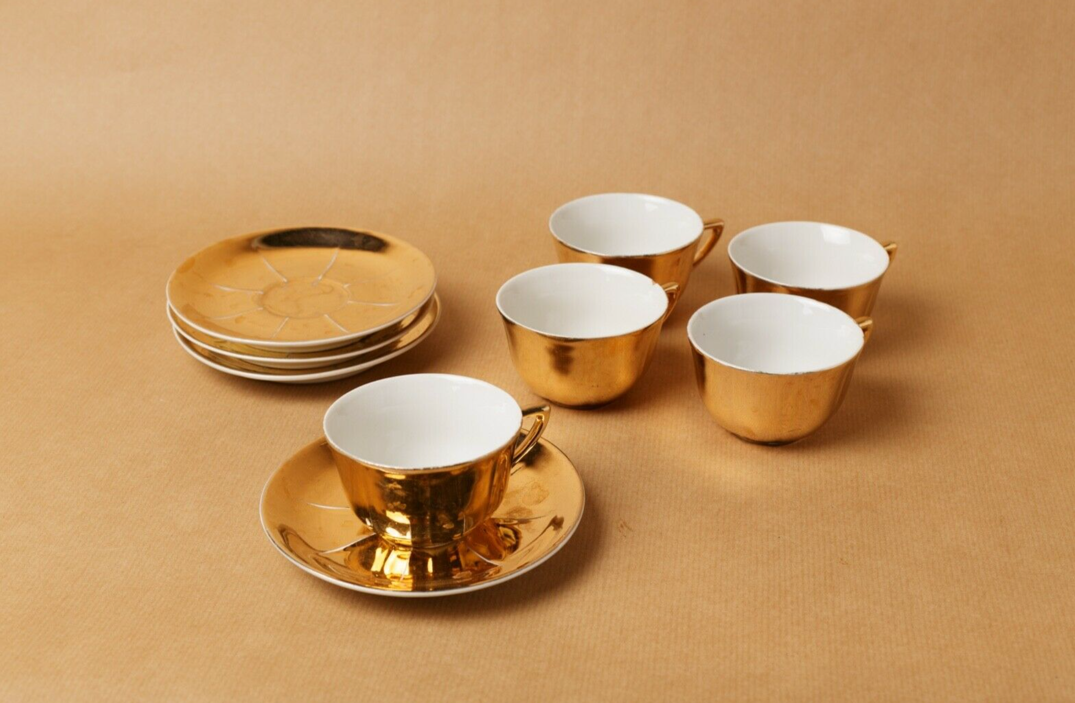 Lot 5 cups coffee porcelain gilded 1970 1980