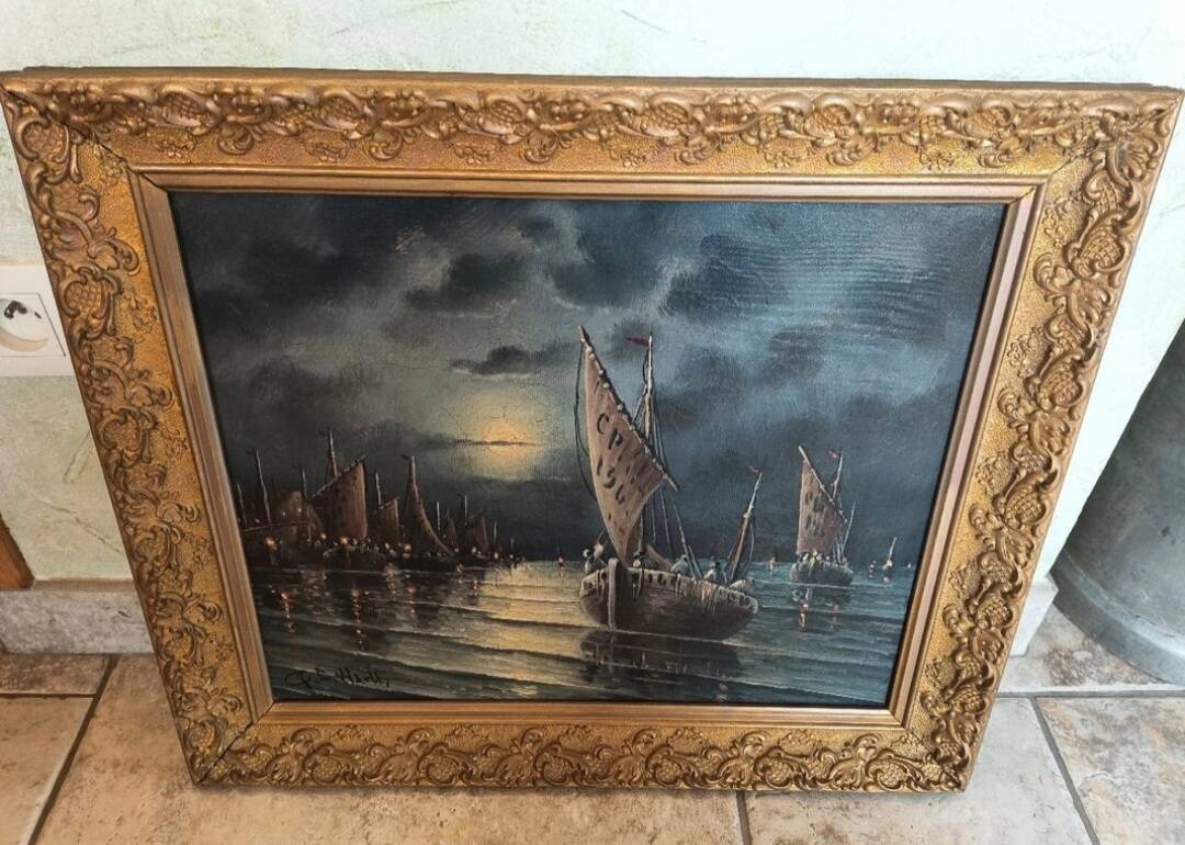Gustave Warth marine painting