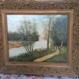 1 framed oil painting on canvas signed peron