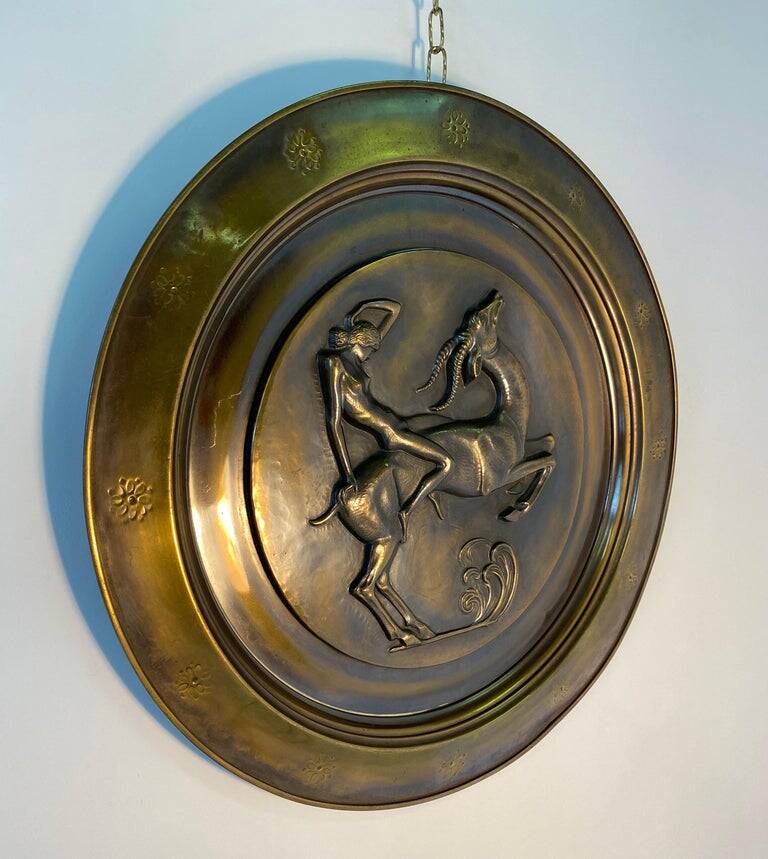 Pair of Italian Art Deco Brass Plate, 1940s