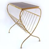 Brass magazine rack with shelf