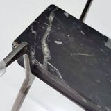 Oval Glass Coffee Table with Portoro Marble and Iron Base, Italy