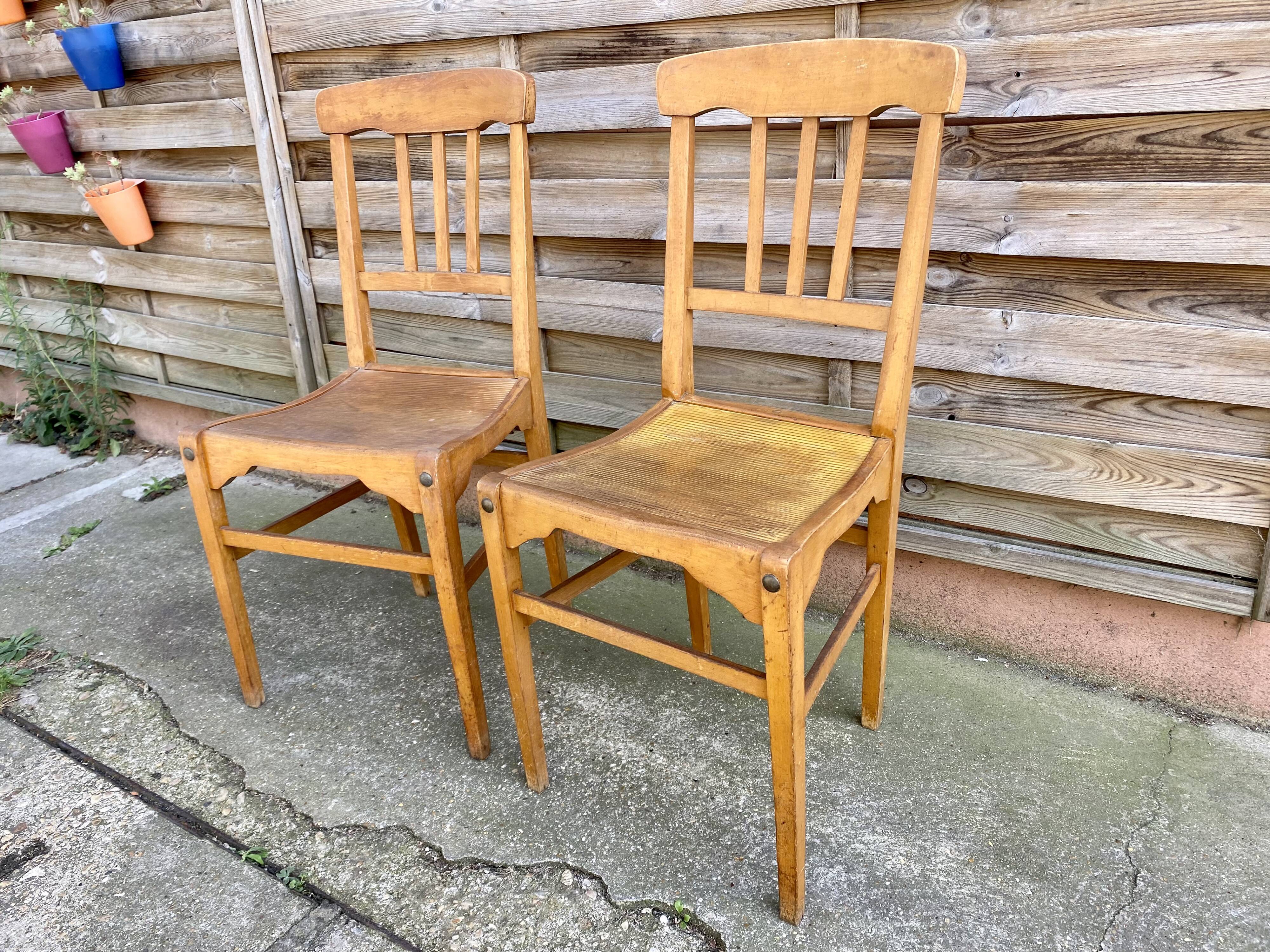 Paire de chaise bistrot Stella France vintage années 50