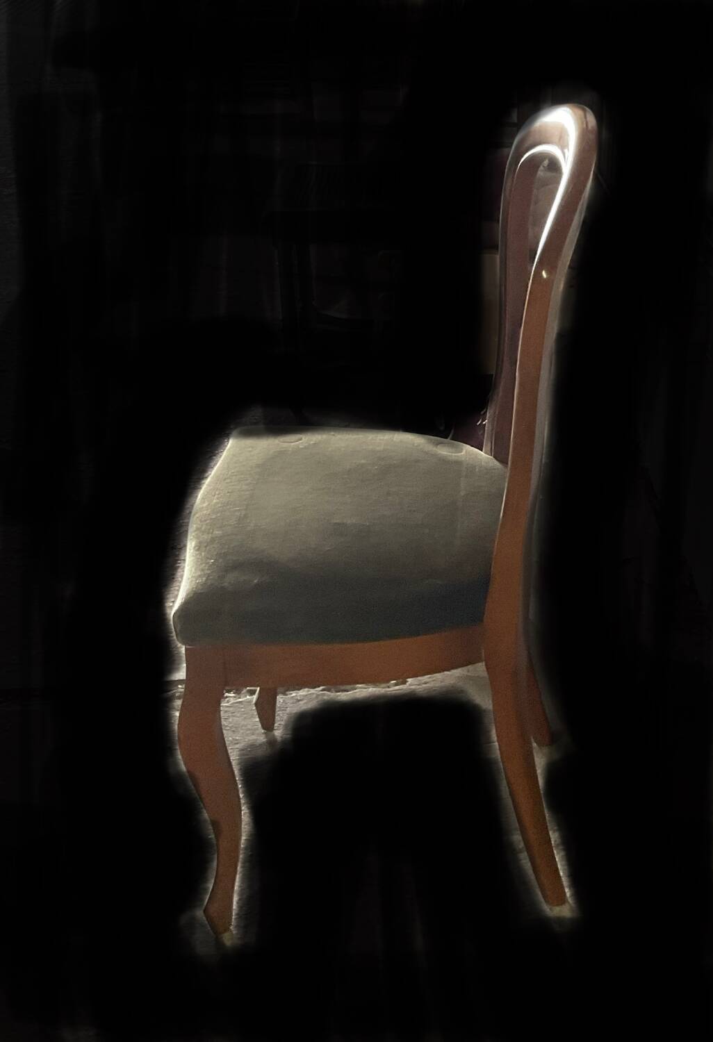 Vintage green velvet seat chair TBE