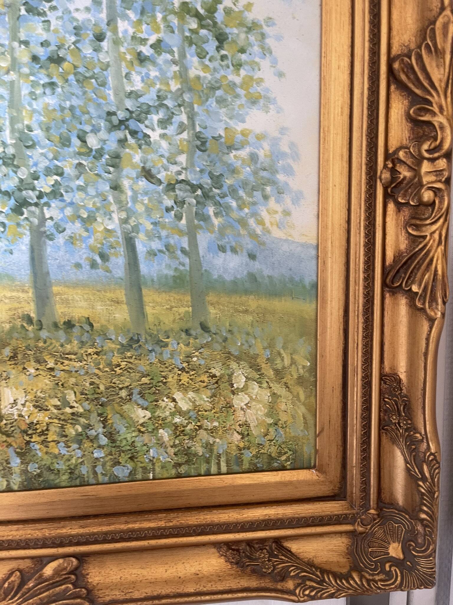 Old oil painting canvas reproduction fields in spring monet 80x70 s