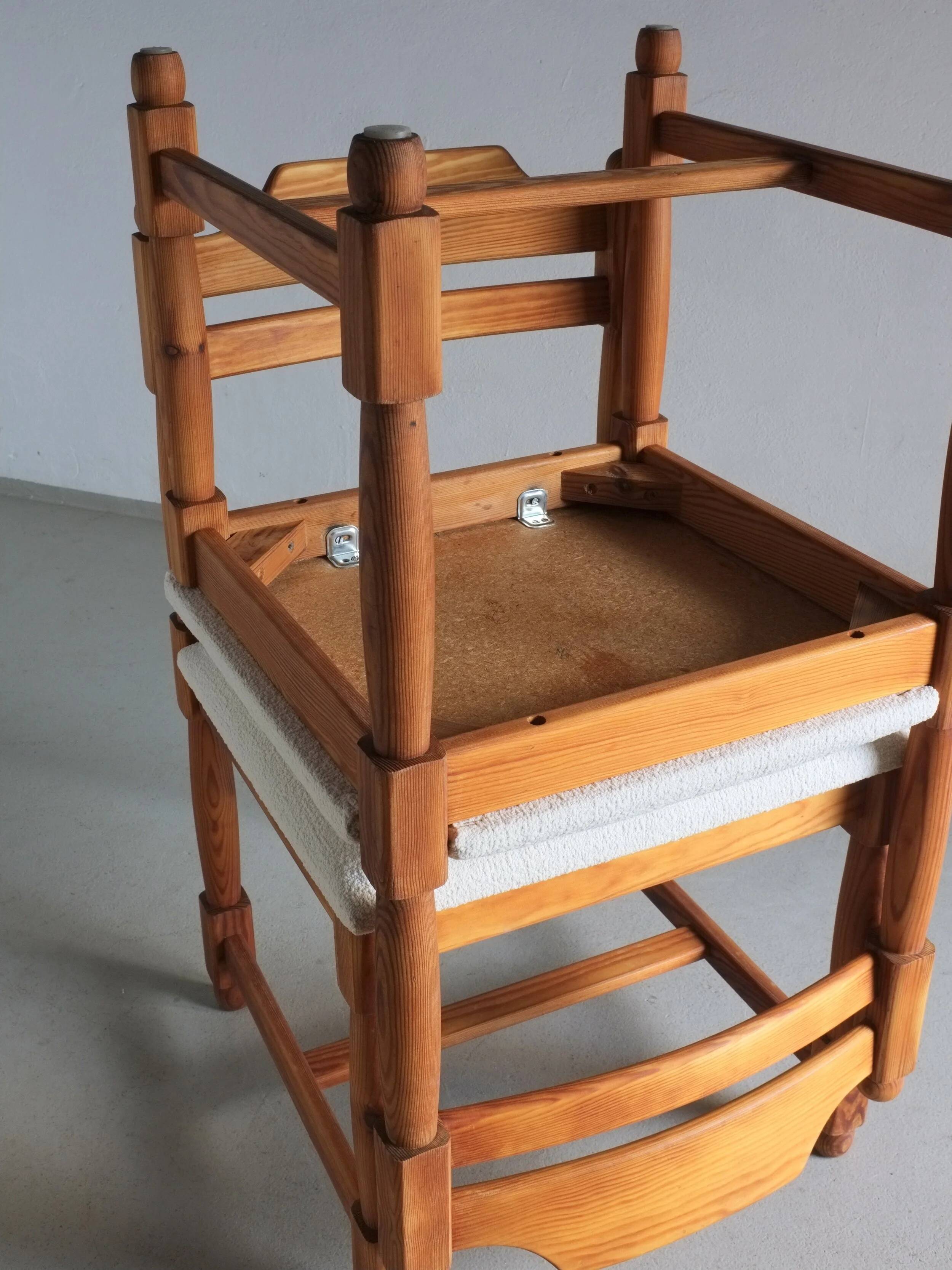 2 Carved solid pine chairs | Denmark | 1970s