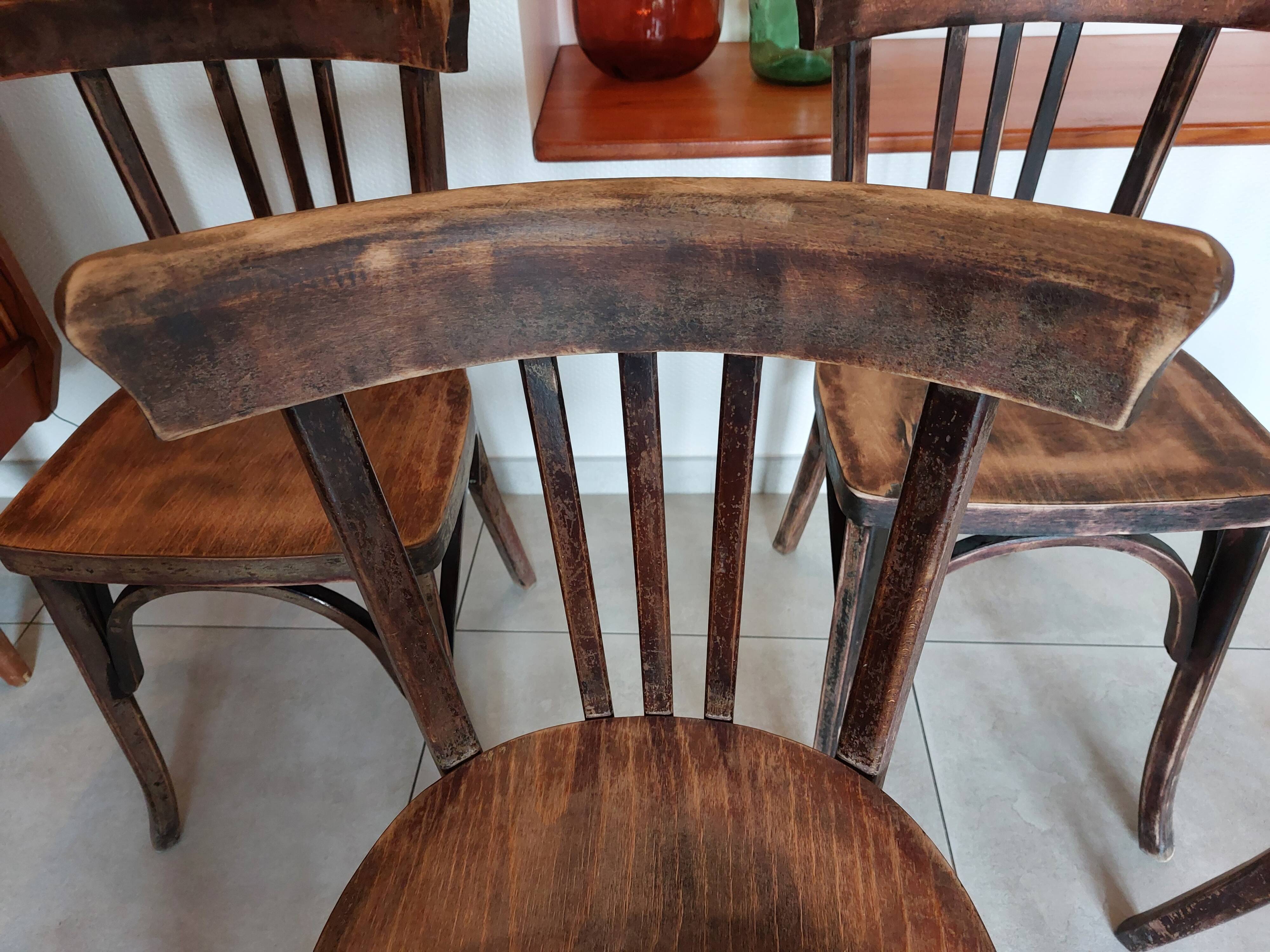 4 dark Luterma bistro chairs, sanded. Painting possible.