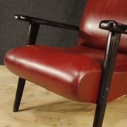 Italian design armchair in red faux leather from the 70s