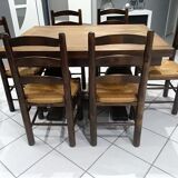 Suite of 6 brutalist straw chairs, 1940s