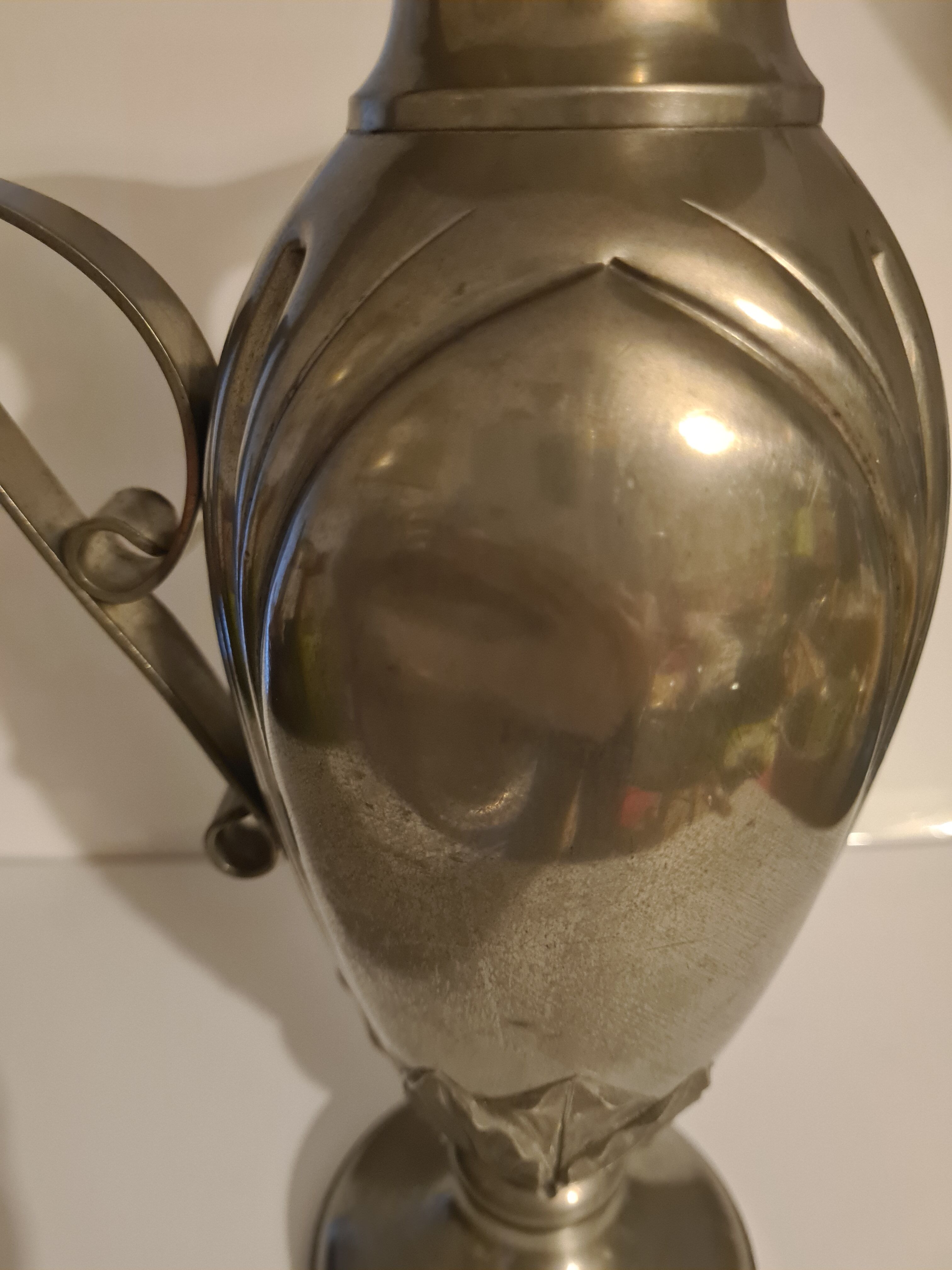 Pure brass ewer signed L Rozay Art Nouveau Style