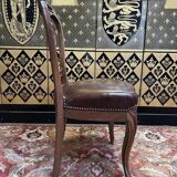 Set of 8 Italian Louis Philippe chairs from the Napoleon III period in leather