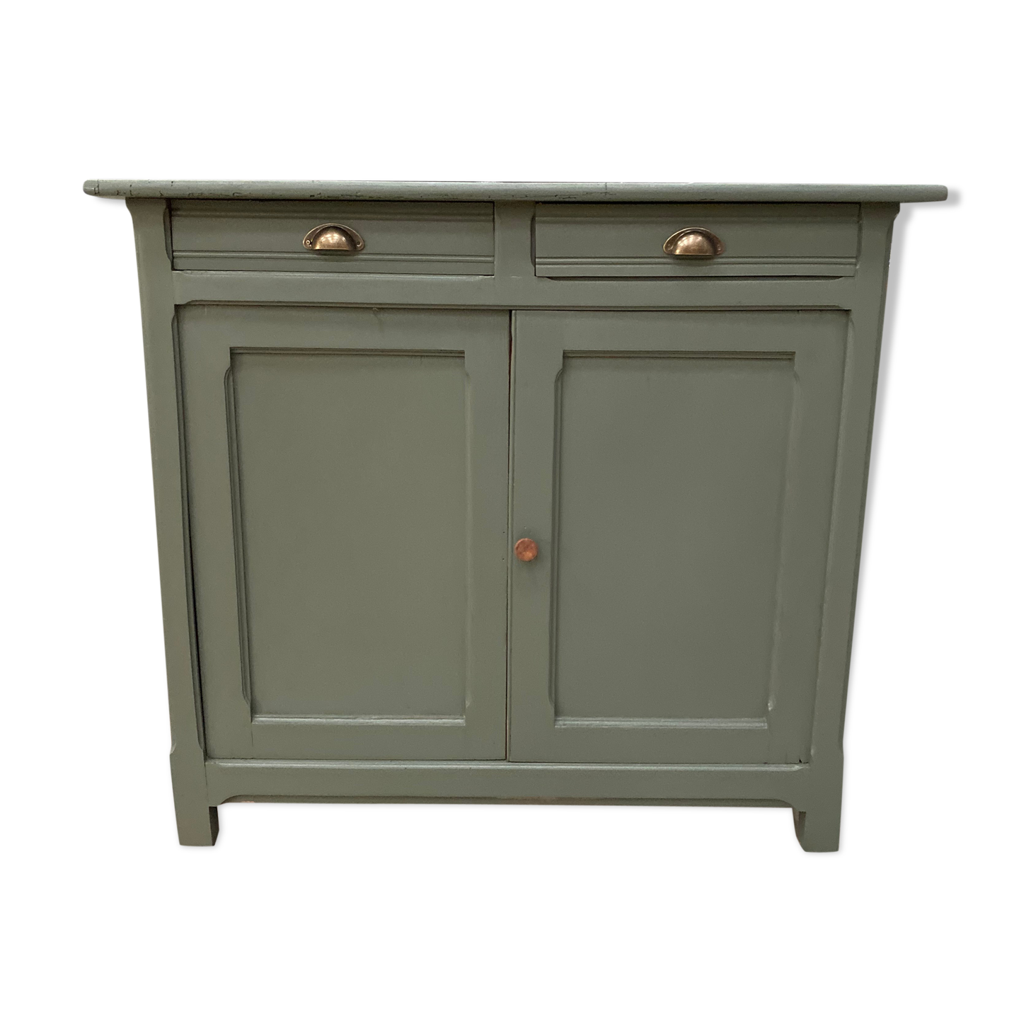 Renovated Parisian buffet in velvet khaki