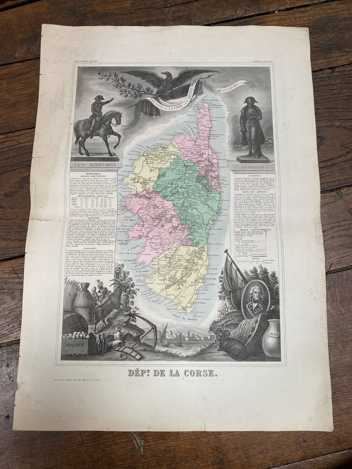 Old illustrated map of Corsica