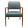 1950s armchair in cherrywood, leatherette kaki