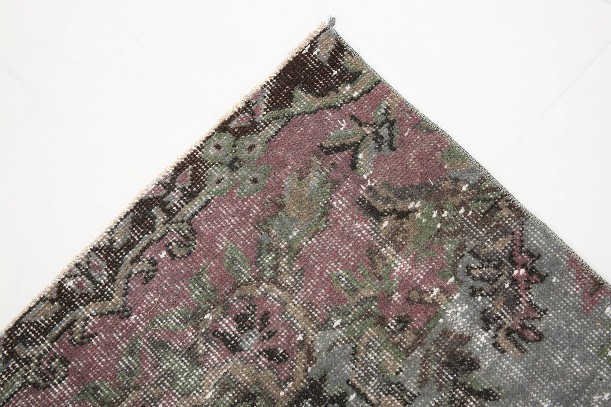 3x9 Soft Handmade Burgundy Vintage Runner Rug