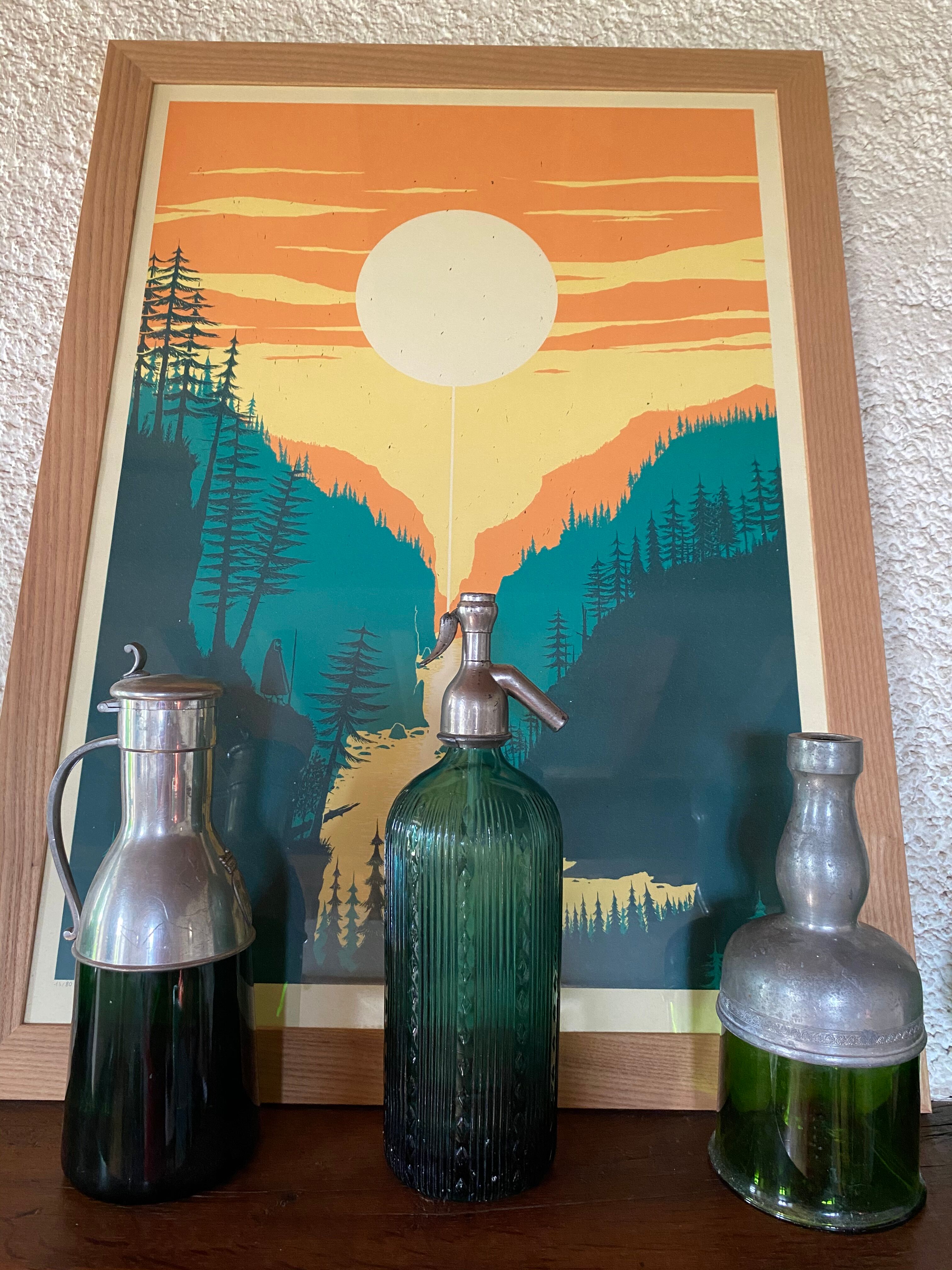 Old green siphon Lerida Spain