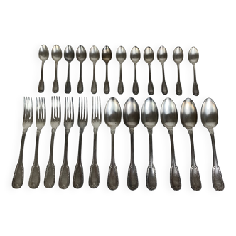 Boulenger 24-piece silver-plated metal cutlery set, forks and spoons