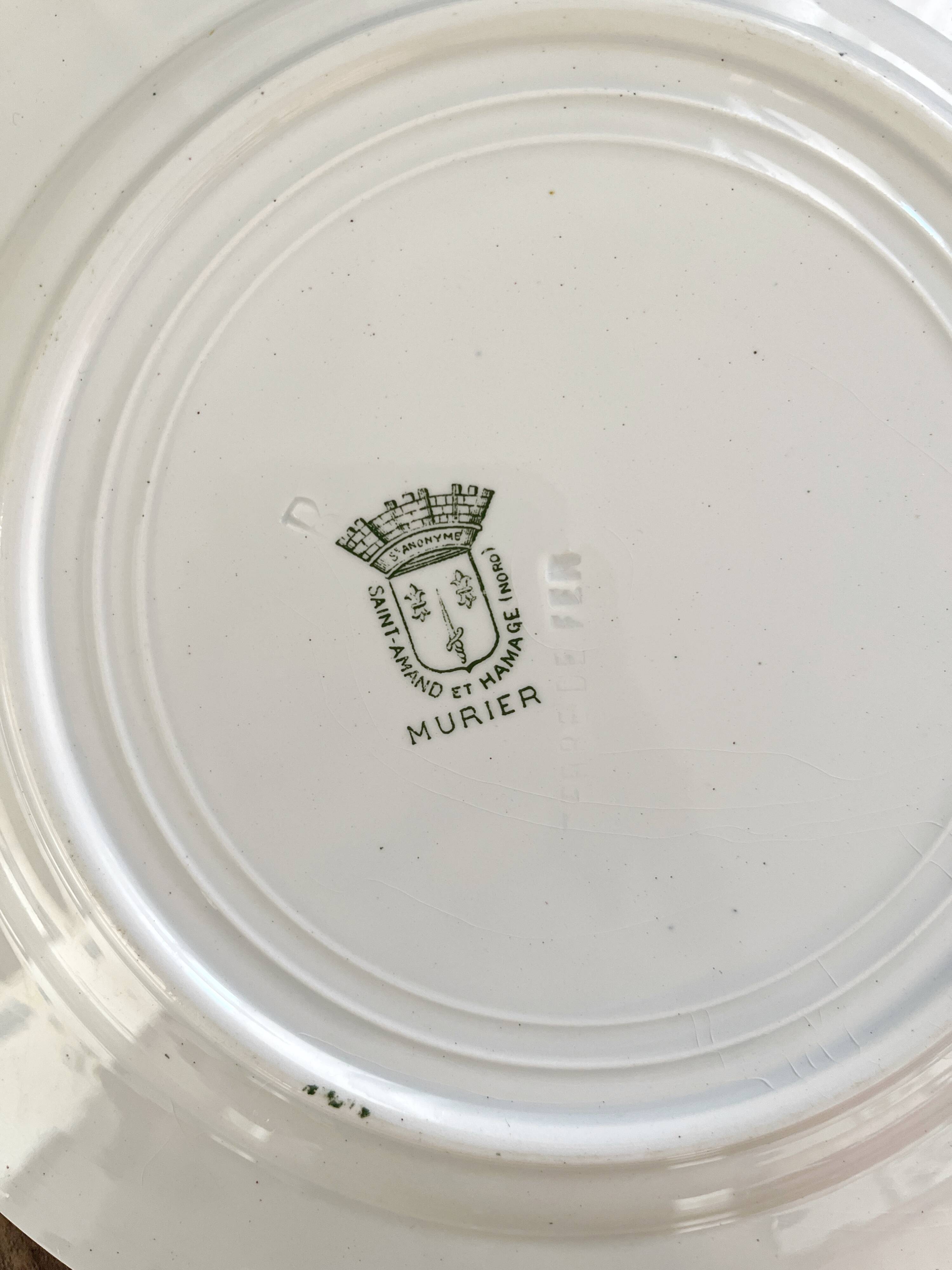 3 "Murier" ironstone dessert plates from Saint Amand and Hamage