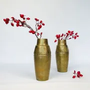Art Nouveau Wrought & Hammered Brass Vases from WMF Germany 1920s, Set of 2