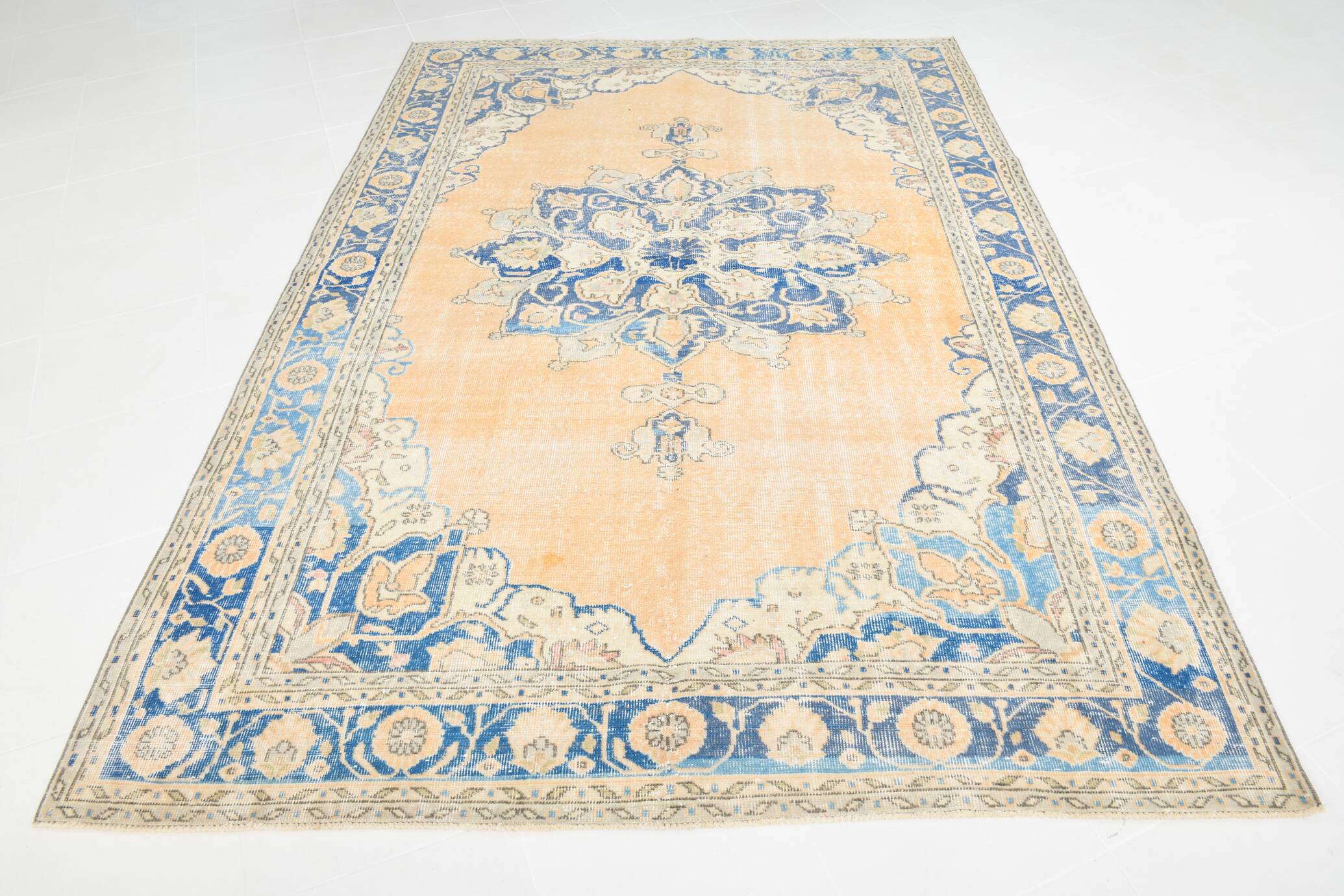 Large Blue Persian Area Rug, 206x294Cm