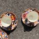Set of 4 coffee cups and saucers + milk pitcher Gien earthenware peony decor