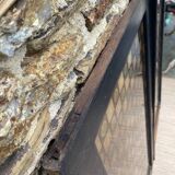 Double wood and glass closet doors